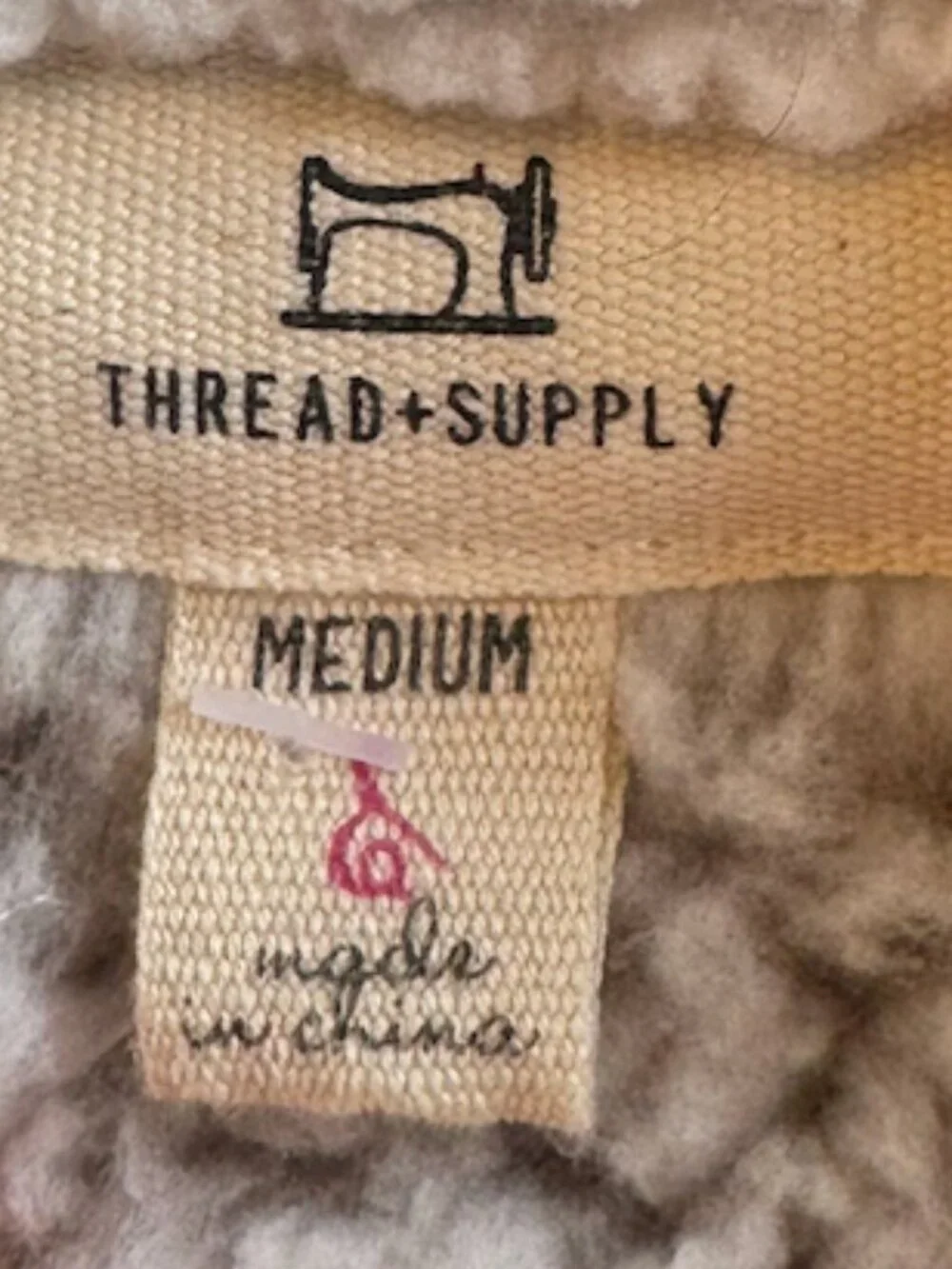 Thread & Supply grey sherpa-lined cardigan, Size Med (J18) NWOT - Picture 4 of 7